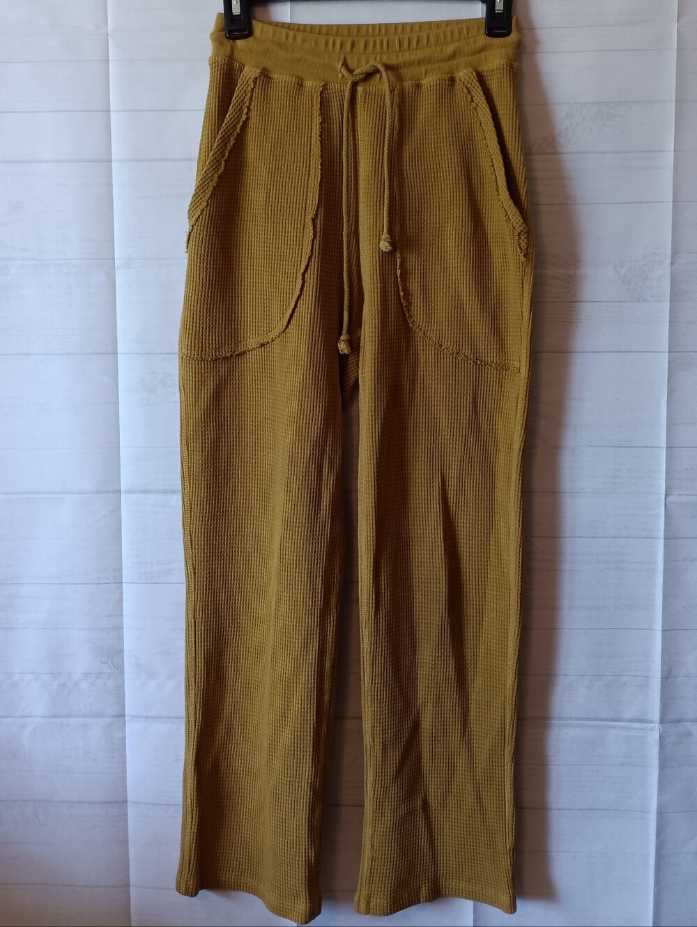 Back Beat Co. Green Waffle Knit Organic Cotton High Rise Slim Track Pants